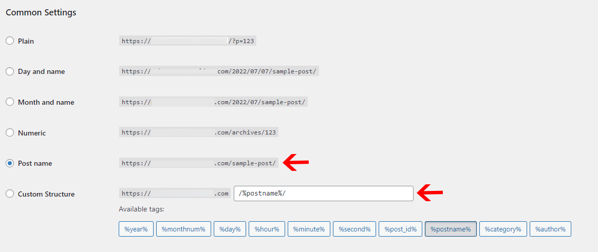 WordPress SEO checklist - permalinks