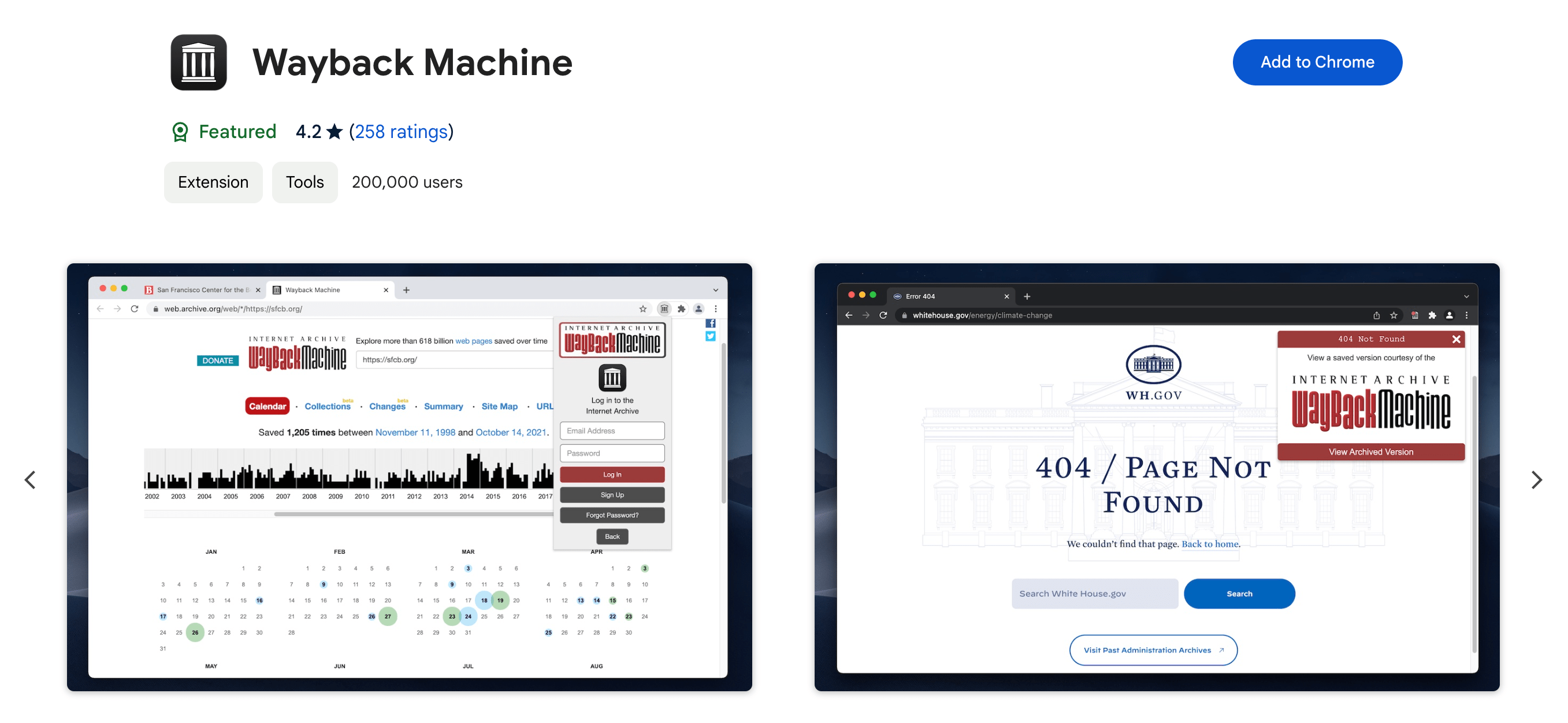 Chrome extensions for SEO WayBack Machine