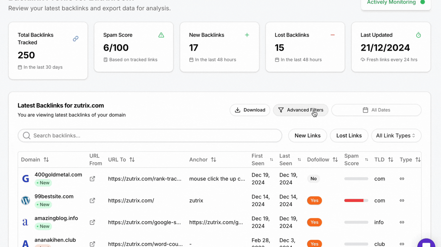 backlink filter