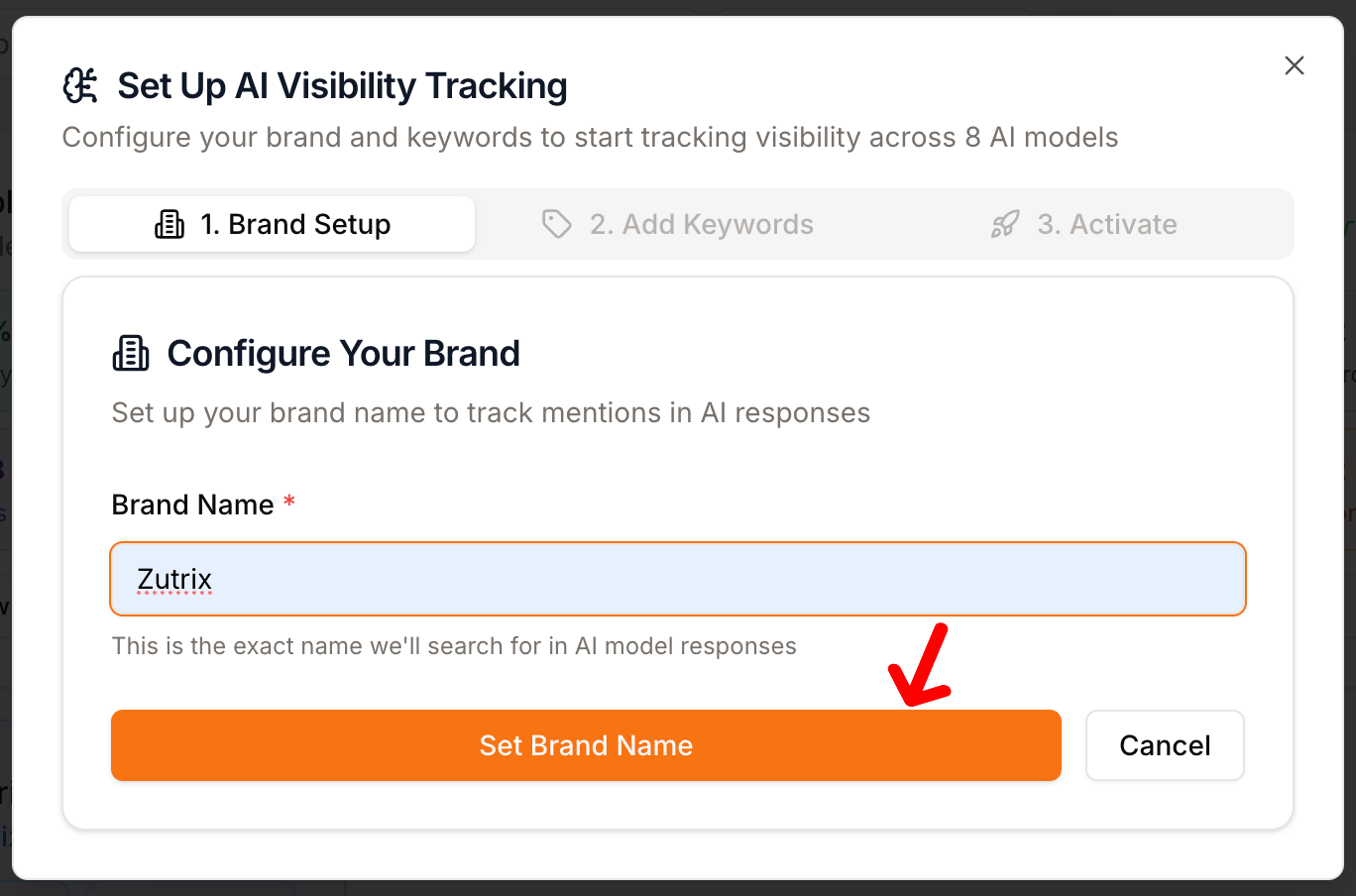 Setup AI visibility tracking in Zutrix